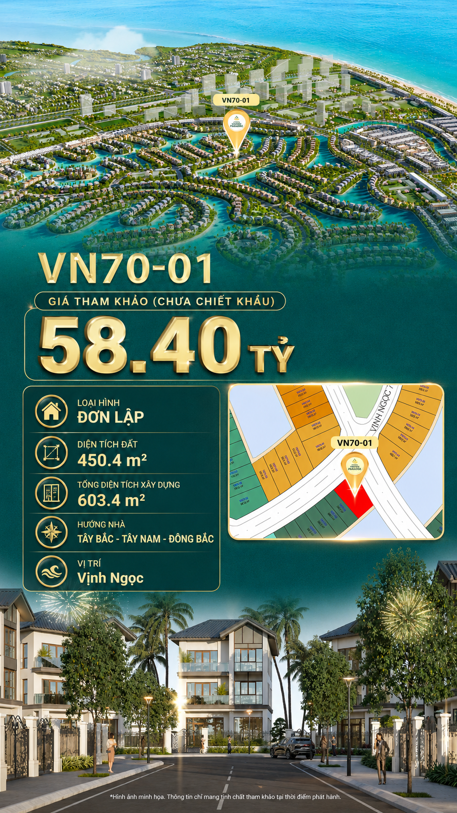 Đơn lập VN70-01 view biển rộng sau nhà, giá 58.4 tỷ
