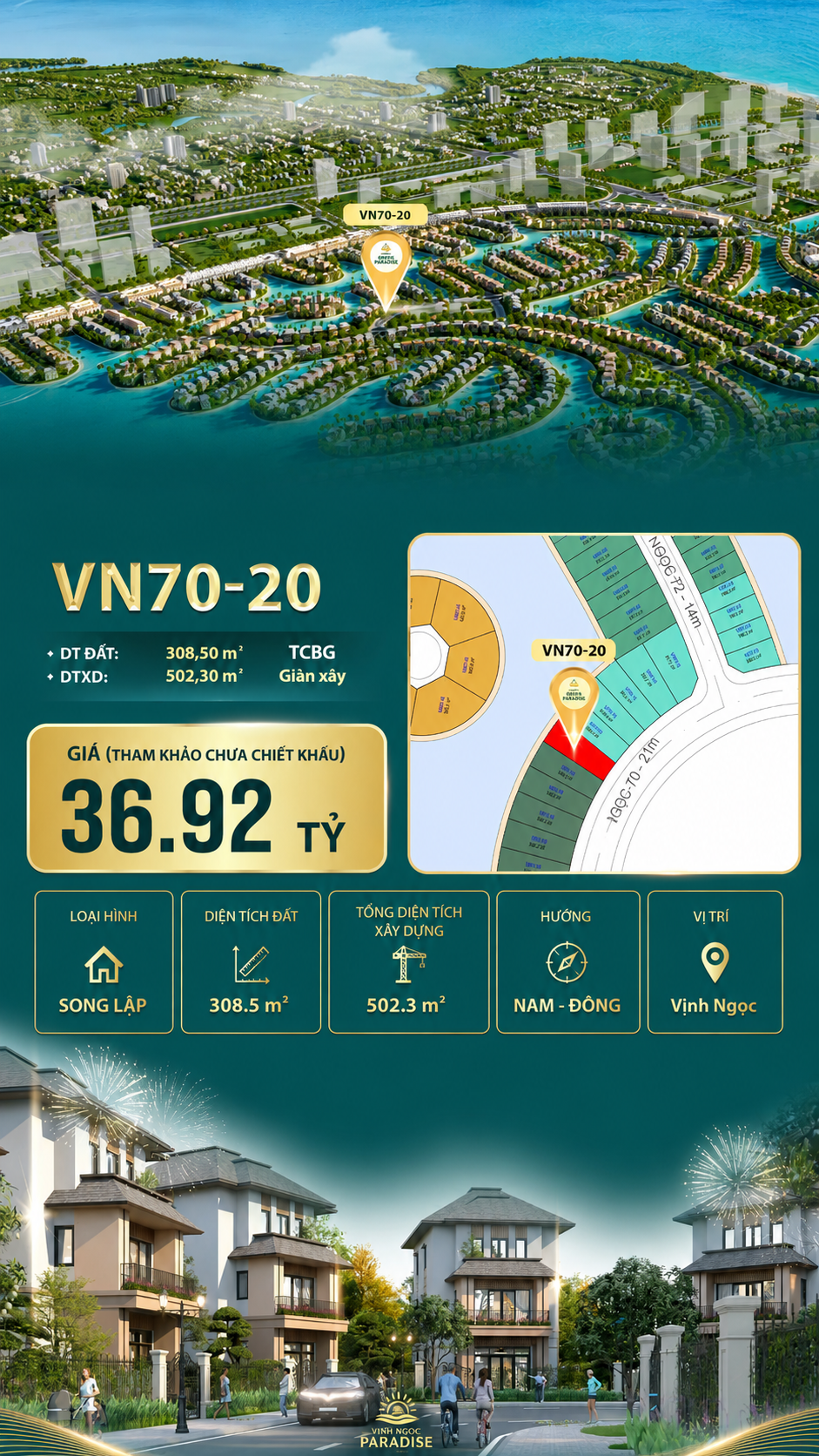 Song lập VN70-20 view biển rộng sau nhà, giá 36.92 tỷ