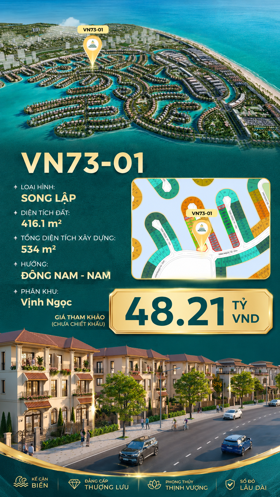 Song lập VN73-01, view biển rộng sau nhà, giá 48.21 tỷ