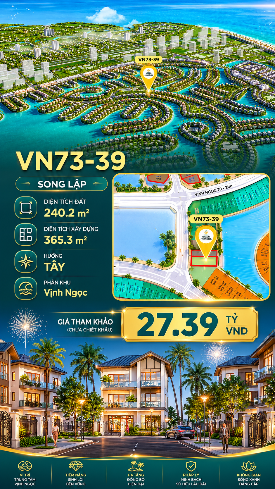 Song lập VN73-39 , view biển rộng sau nhà, giá 27.39 tỷ