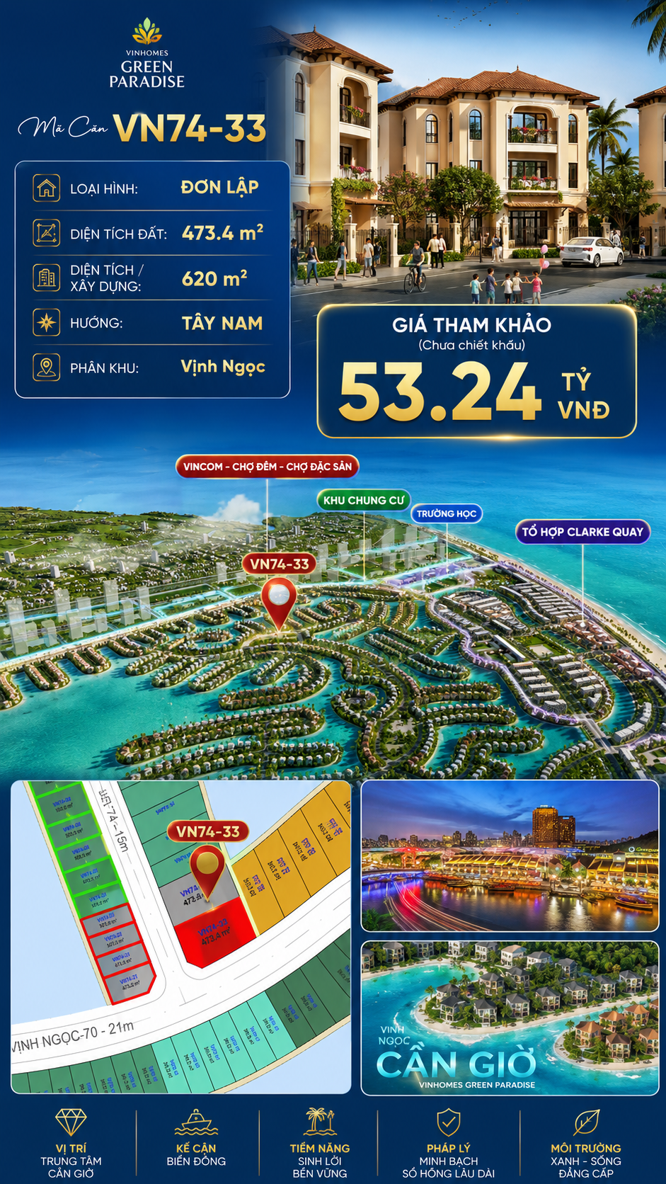 Đơn lập VN74-33 view biển rộng sau nhà, giá 53.24 tỷ