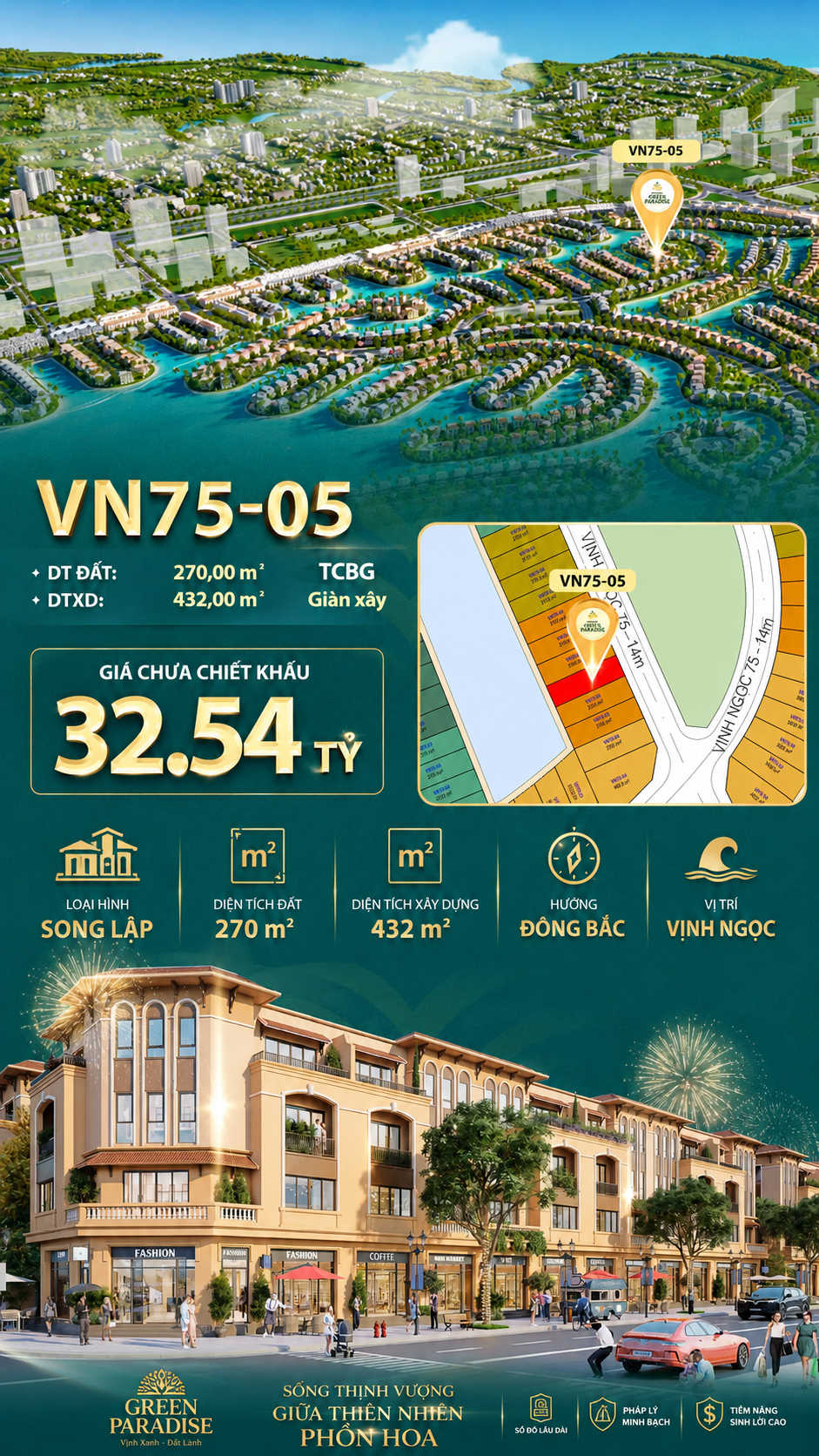 Song lập VN75-05, view biển rộng sau nhà, giá 32.54 tỷ