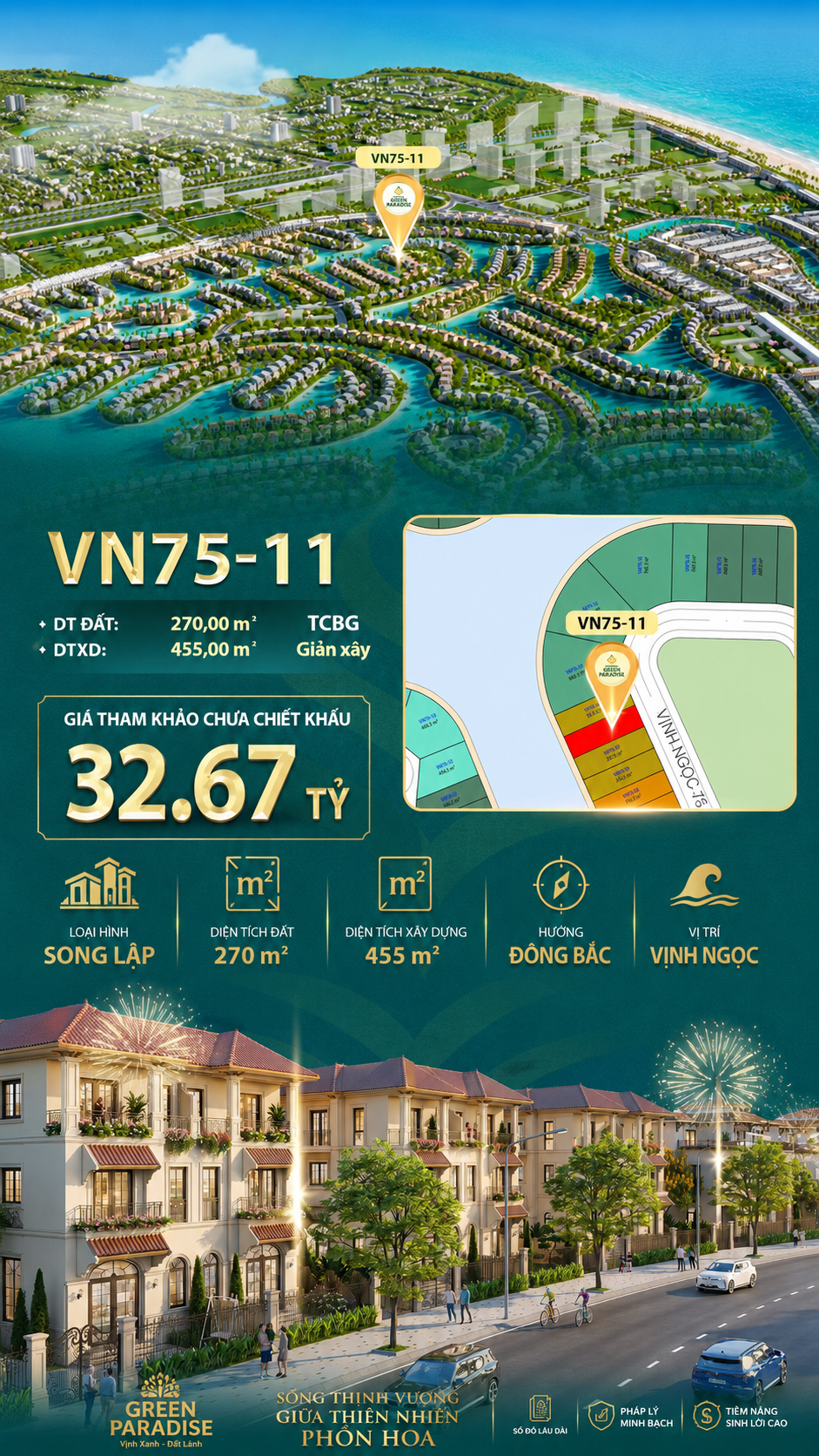 Song lập VN75-11 view biển rộng sau nhà, giá 32.67 tỷ
