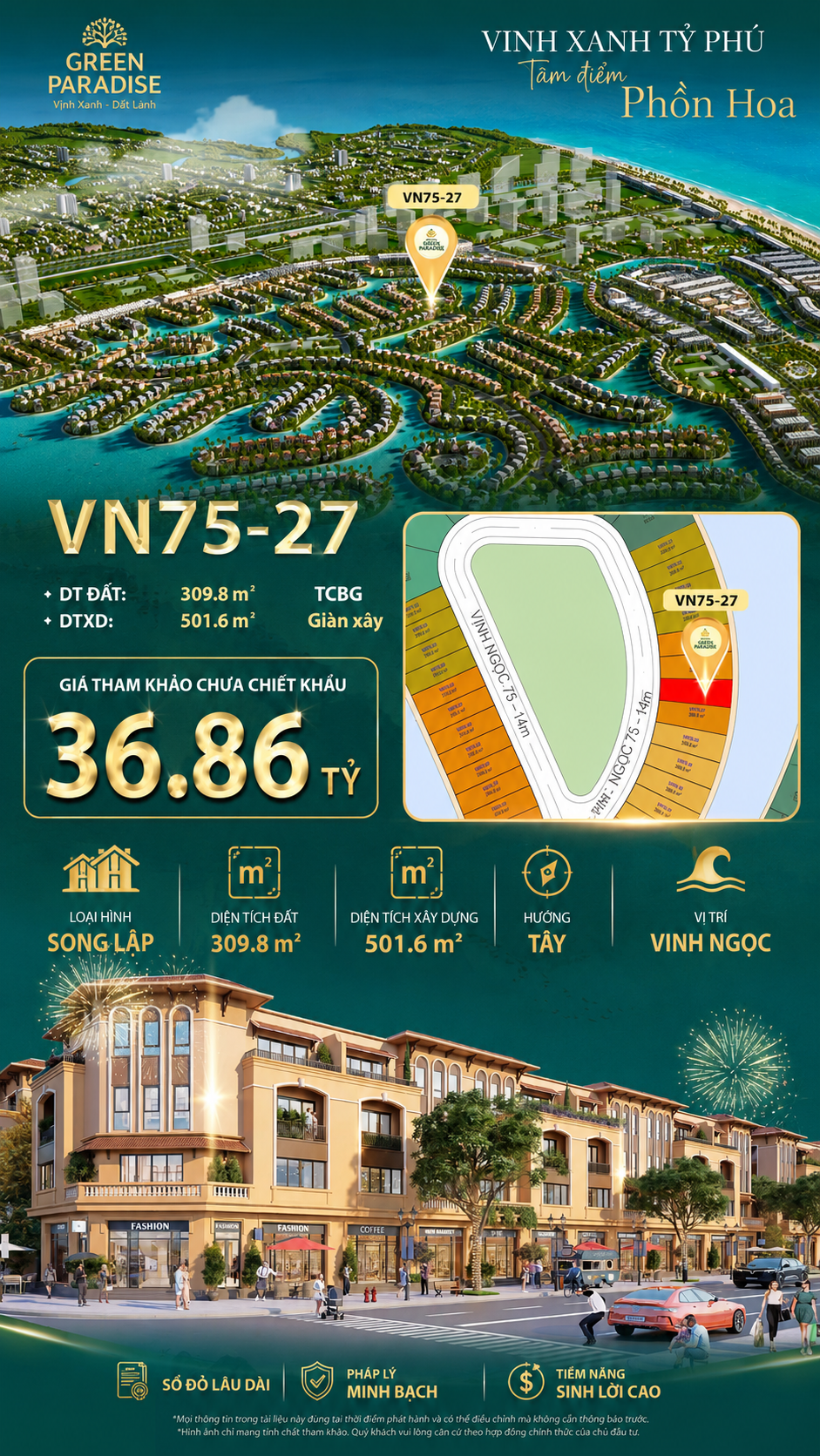 Song lập VN75-27, view biển rộng sau nhà, giá 36.86 tỷ
