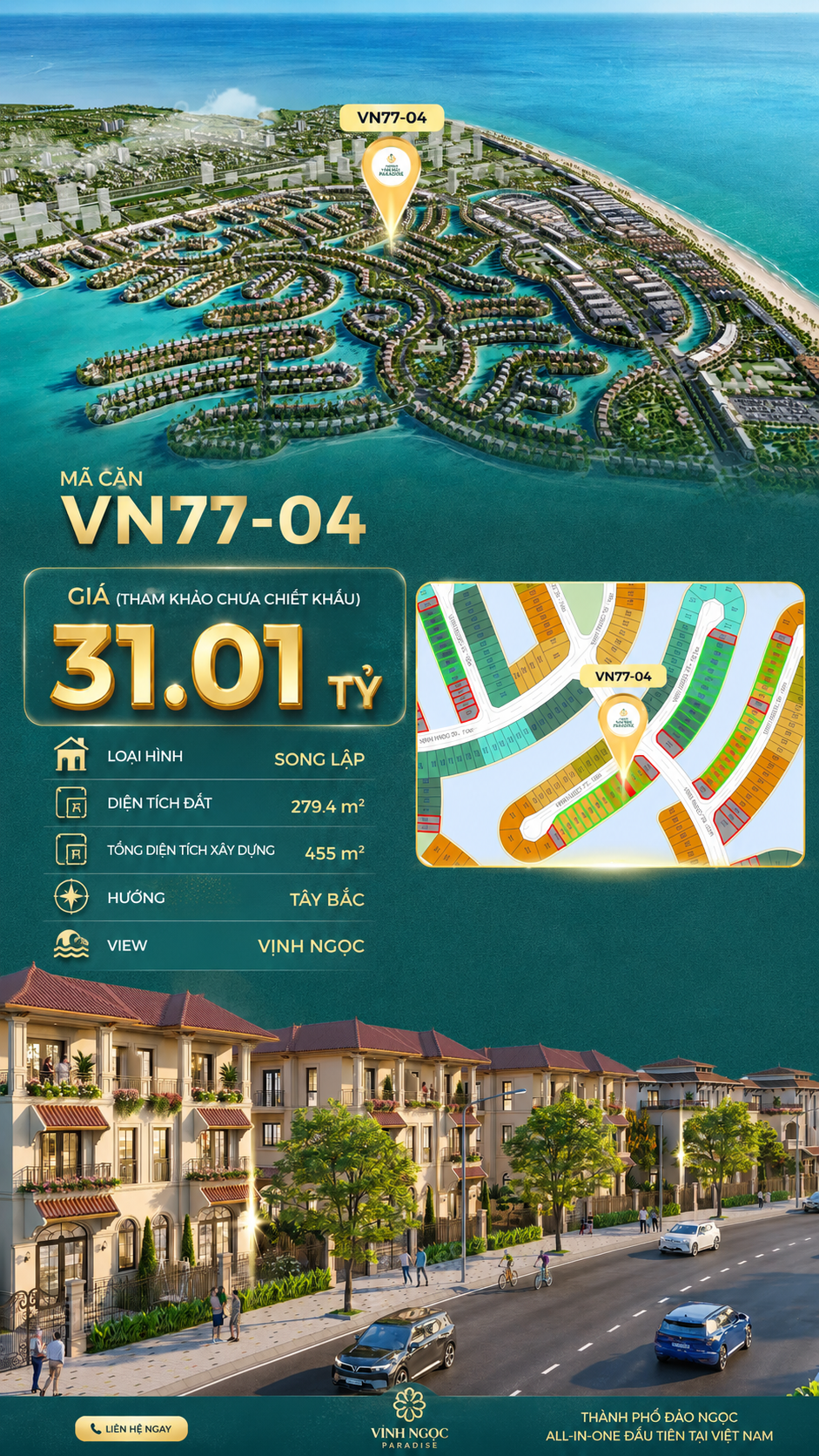 Song lập VN77-04, view biển rộng sau nhà, giá 31.01 tỷ