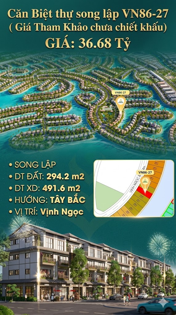 Song lập VN86-27, Tây Bắc, view biển hồ 800ha, 36.68 tỷ