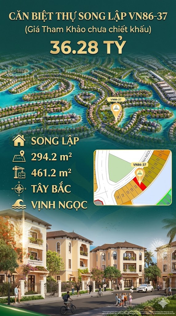 Song lập VN86-37 Tây Bắc, view biển hồ 800ha, 36.28 tỷ