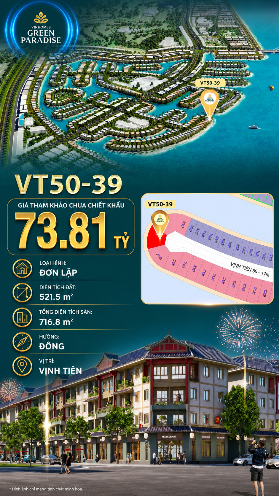 Đơn lập VT50-39  Vịnh Tiên 73.81 tỷ siêu víp biển