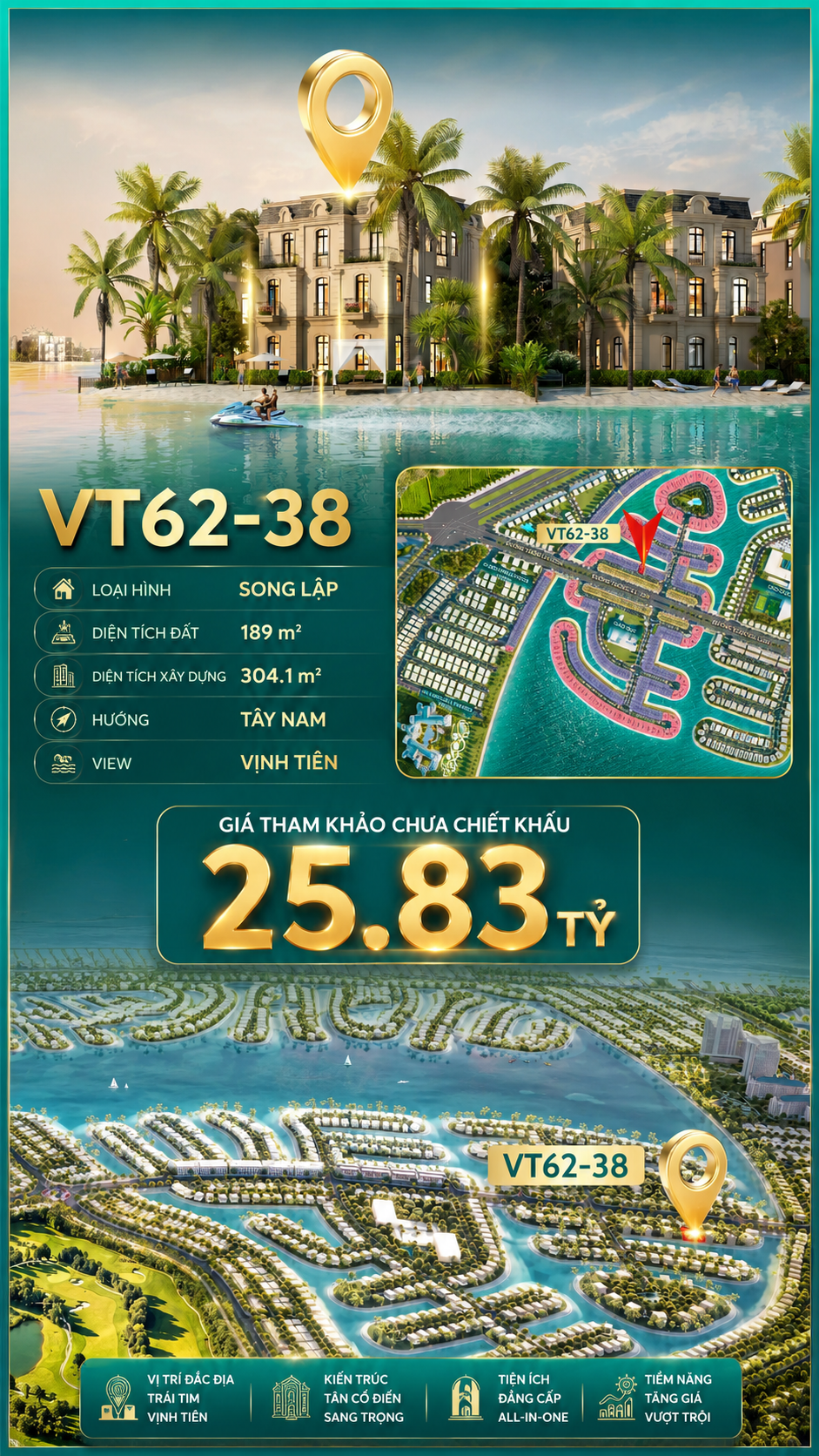 Song lập VT62-38 Vịnh Tiên 25.83 tỷ - Kiến trúc tân cổ điển