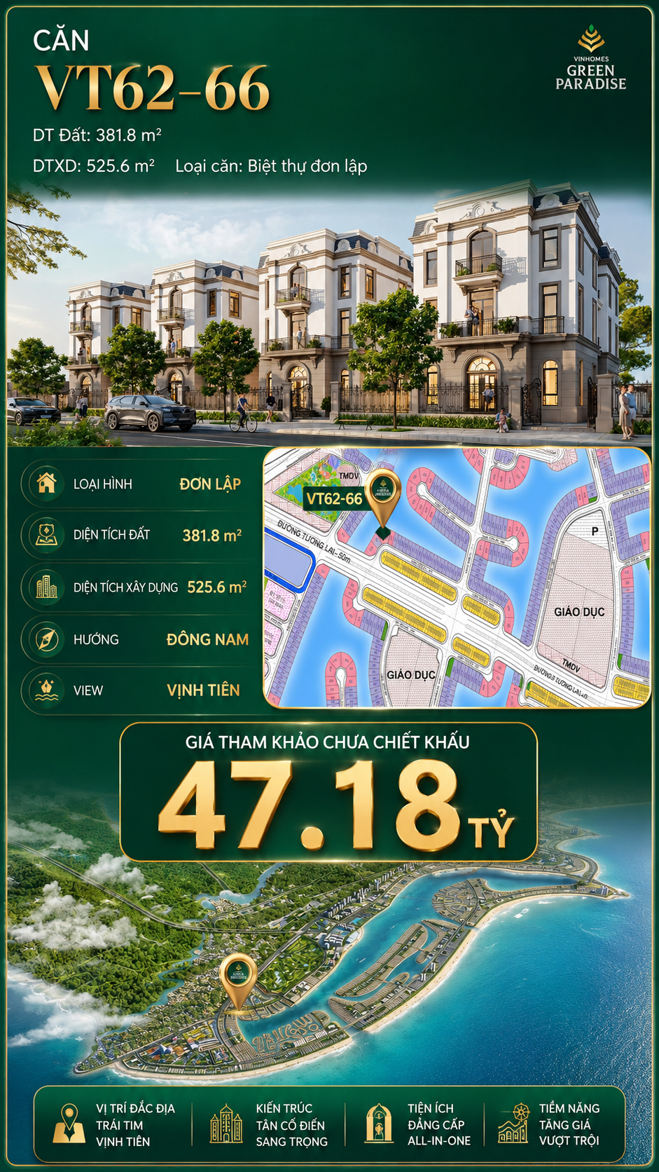 Đơn lập VT62-66  Vịnh Tiên 47.18 tỷ - Kiến trúc sang trọng