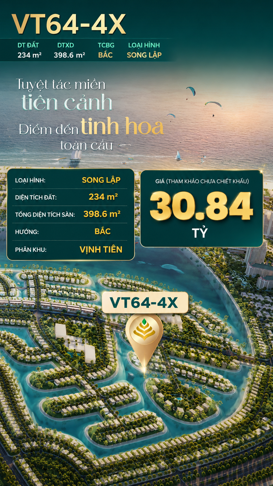 Song lập VT64-44 view đẹp Vịnh Tiên 30.84 tỷ  giá tốt