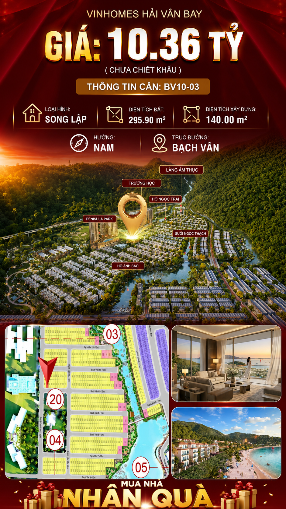 Bán Biệt Thự Song Lập BV10-03 Vinhomes Hải Vân Bay Giá 10,36 Tỷ