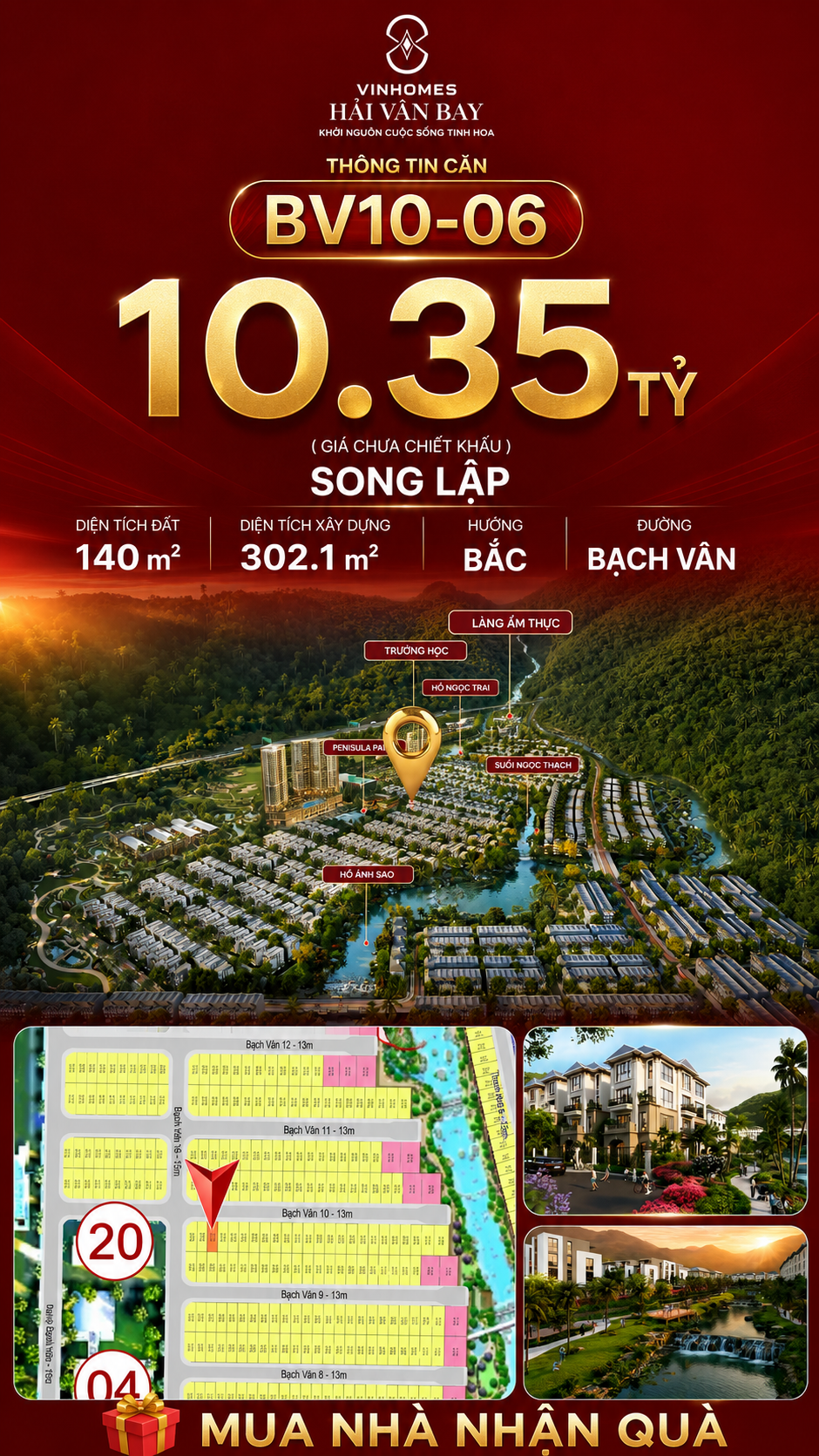 Biệt Thự Song Lập BV10-06 Vinhomes Hải Vân Bay Giá 10,35 Tỷ