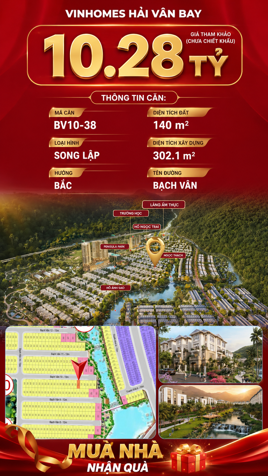 Biệt Thự Song Lập BV10-38 Vinhomes Hải Vân Bay Giá 10,28 Tỷ