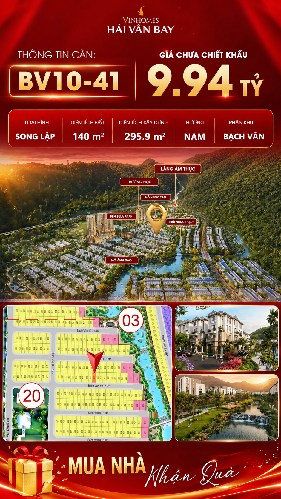 Biệt Thự Song Lập BV10-41 Vinhomes Hải Vân Bay Giá Chỉ 9,94 Tỷ