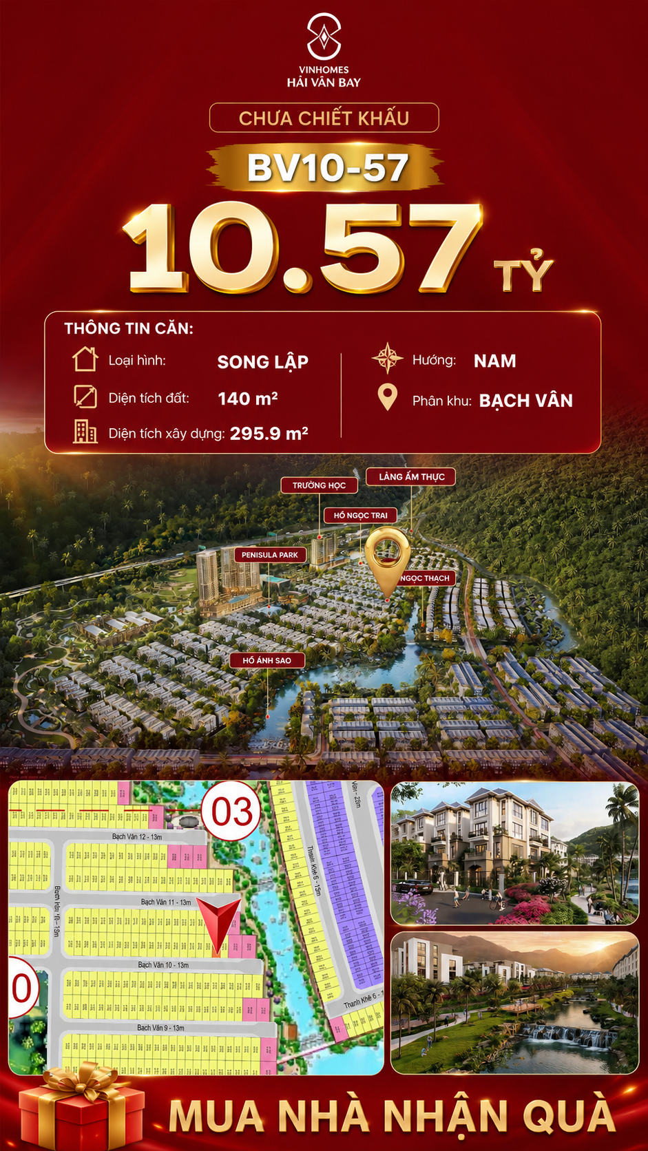 Biệt Thự Song Lập BV10-57 Vinhomes Hải Vân Bay Giá 10,57 Tỷ