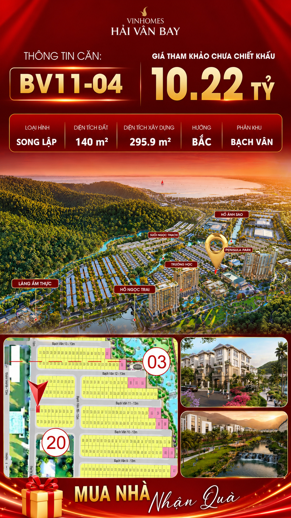 Biệt Thự Song Lập BV11-04 Vinhomes Hải Vân Bay Giá 10,22 Tỷ