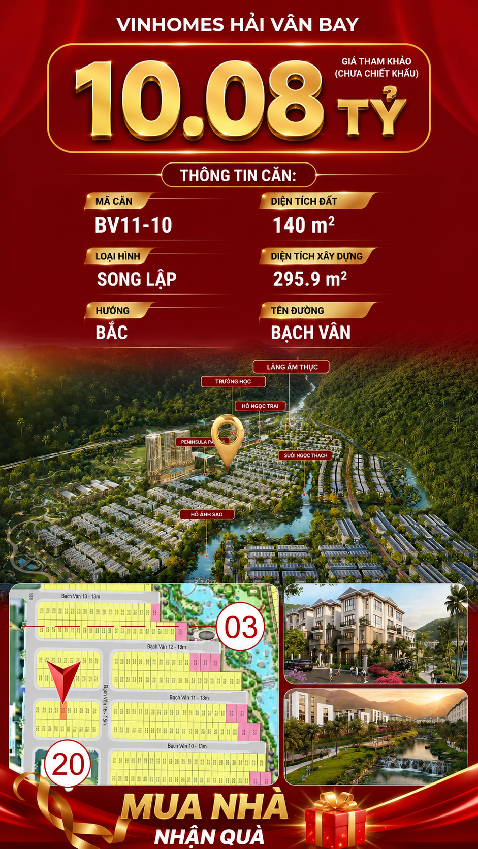 Biệt Thự Song Lập BV11-10 Vinhomes Hải Vân Bay Giá 10,08 Tỷ