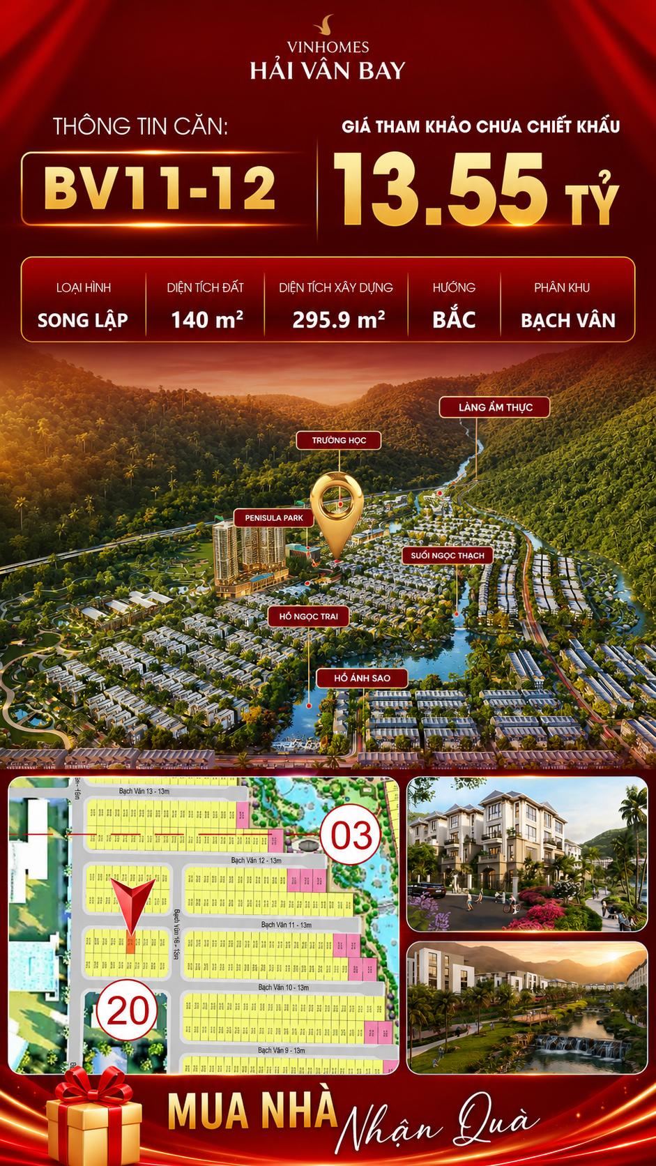 Biệt Thự Song Lập BV11-12 Vinhomes Hải Vân Bay Giá 13,55 Tỷ