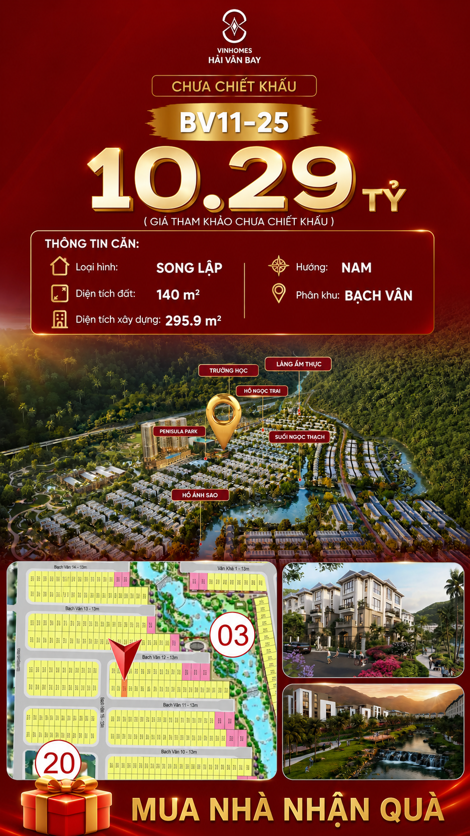 Biệt Thự Song Lập BV11-25 Vinhomes Hải Vân Bay Giá 10,29 Tỷ