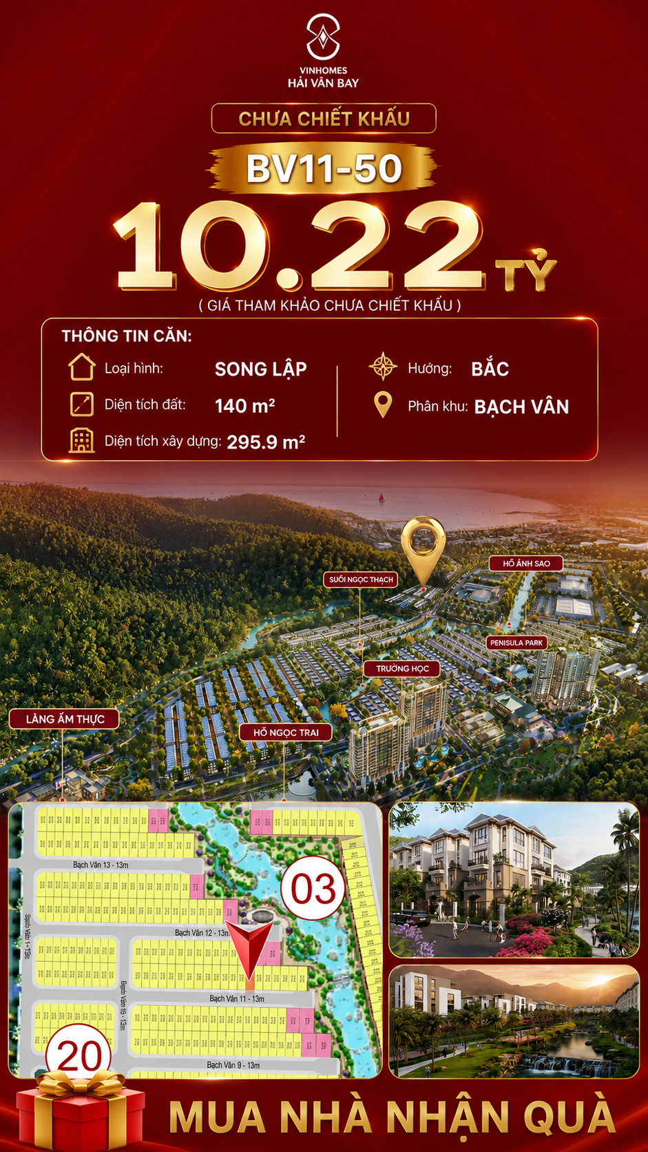 Biệt Thự Song Lập BV11-50 Vinhomes Hải Vân Bay Giá 10,22 Tỷ