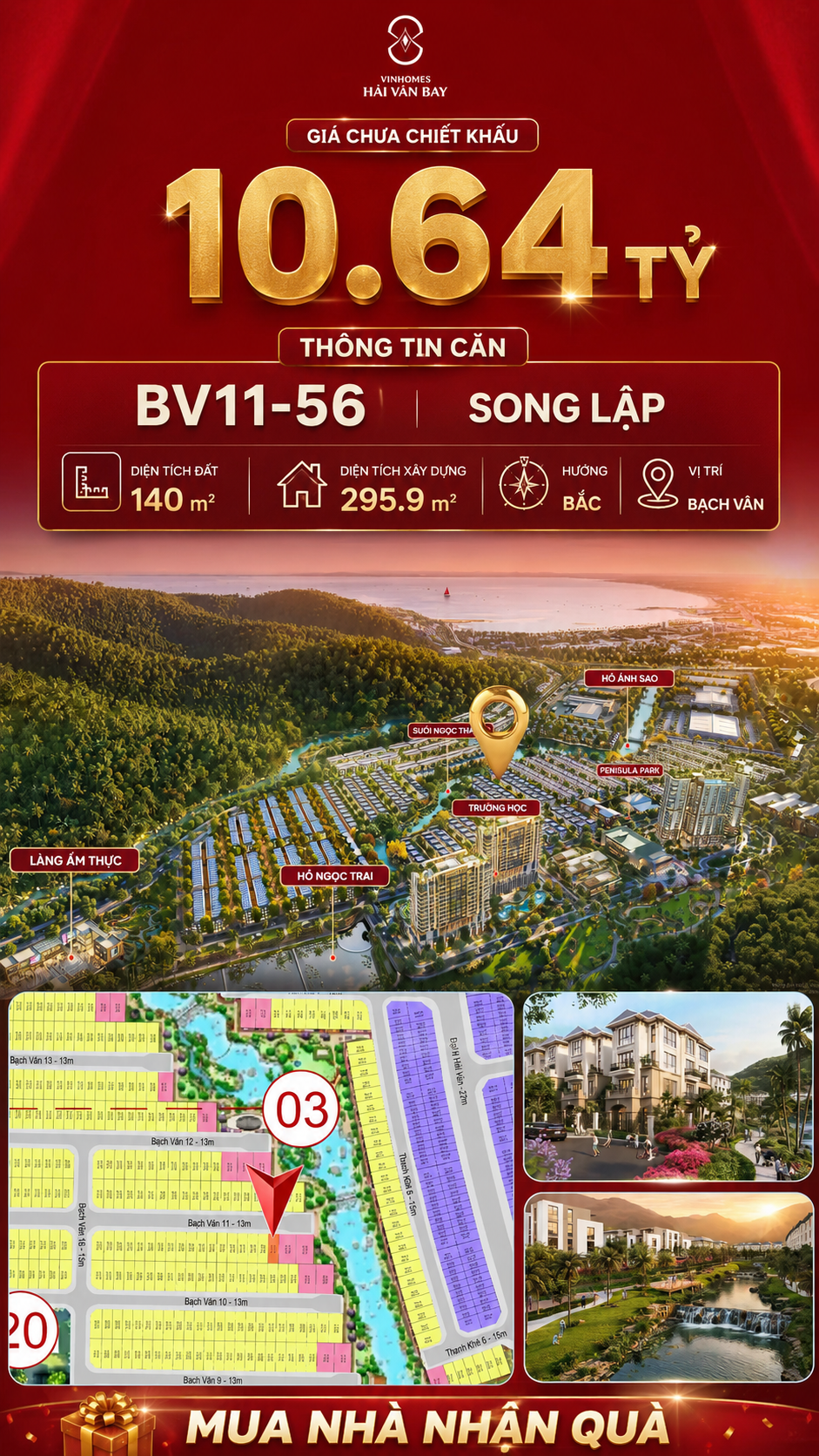 Biệt Thự Song Lập BV11-56 Vinhomes Hải Vân Bay Giá 10,64 Tỷ