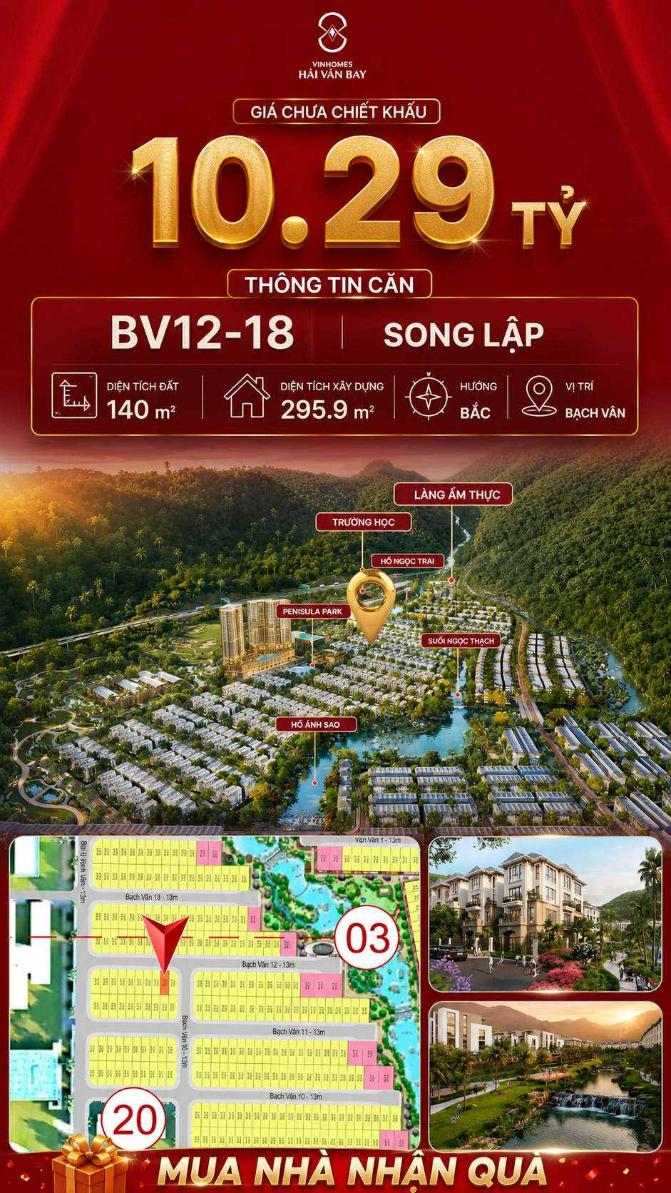 Biệt Thự Song Lập BV12-18 Vinhomes Hải Vân Bay Giá 10,29 Tỷ