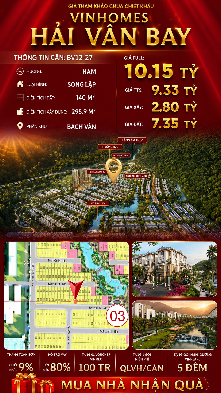 Biệt Thự Song Lập BV12-27 Vinhomes Hải Vân Bay Giá 10,15 Tỷ