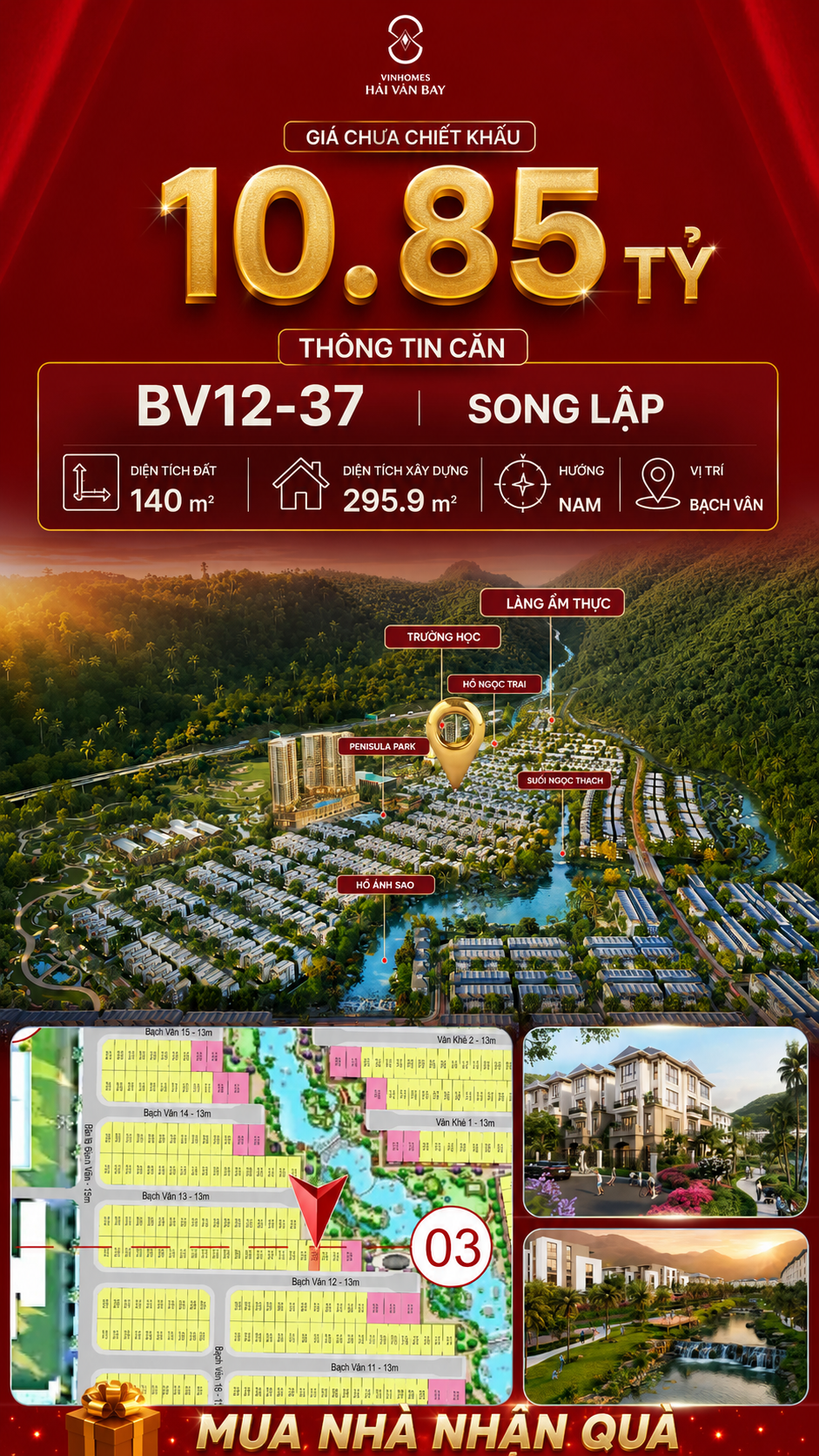 Biệt Thự Song Lập BV12-37 Vinhomes Hải Vân Bay Giá 10,85 Tỷ