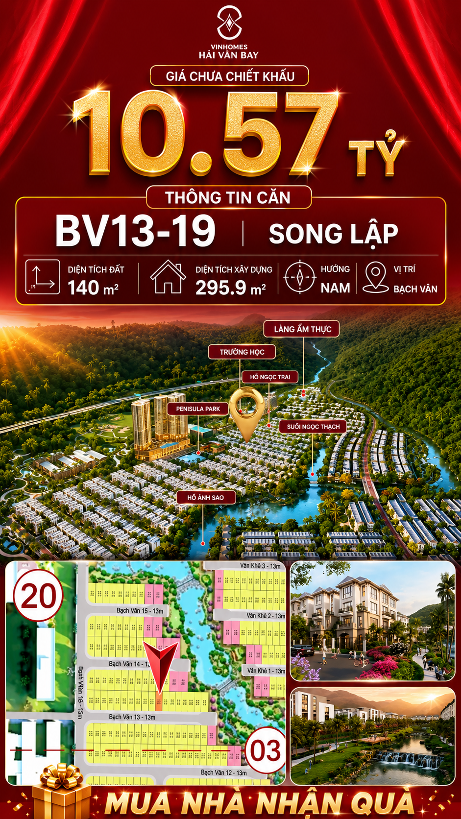 Biệt Thự Song Lập BV13-19 Vinhomes Hải Vân Bay Giá 10,57 Tỷ