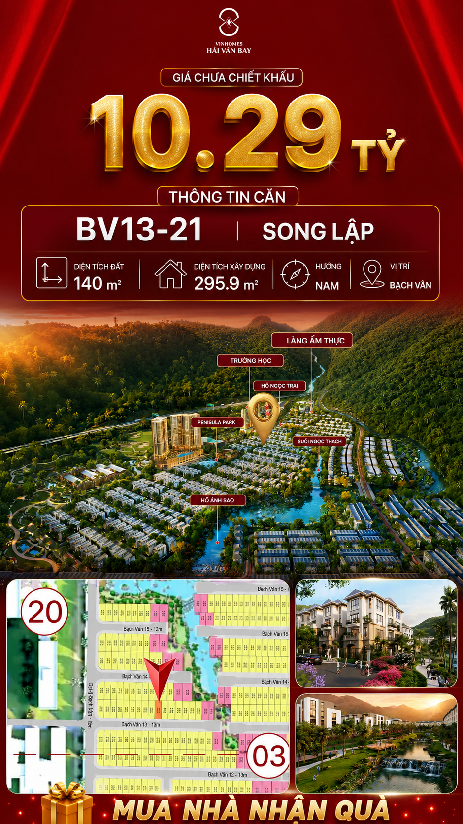 Biệt Thự Song Lập BV13-21 Vinhomes Hải Vân Bay Giá 10,29 Tỷ