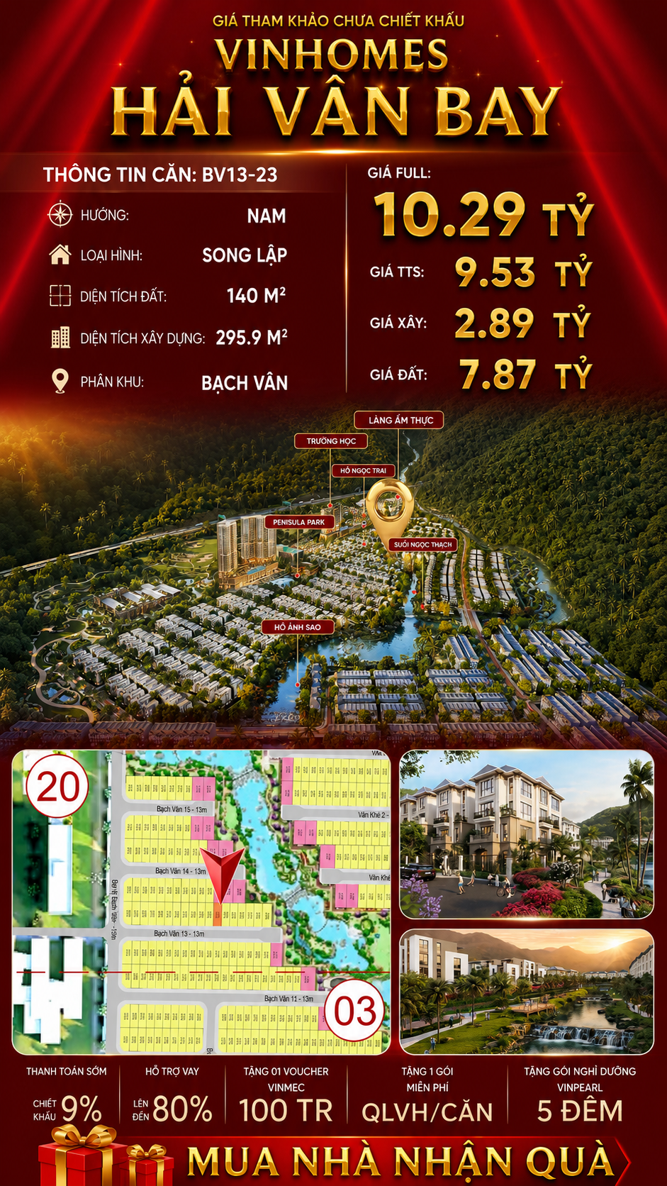 Biệt Thự Song Lập BV13-29 Vinhomes Hải Vân Bay Giá 10,71 Tỷ