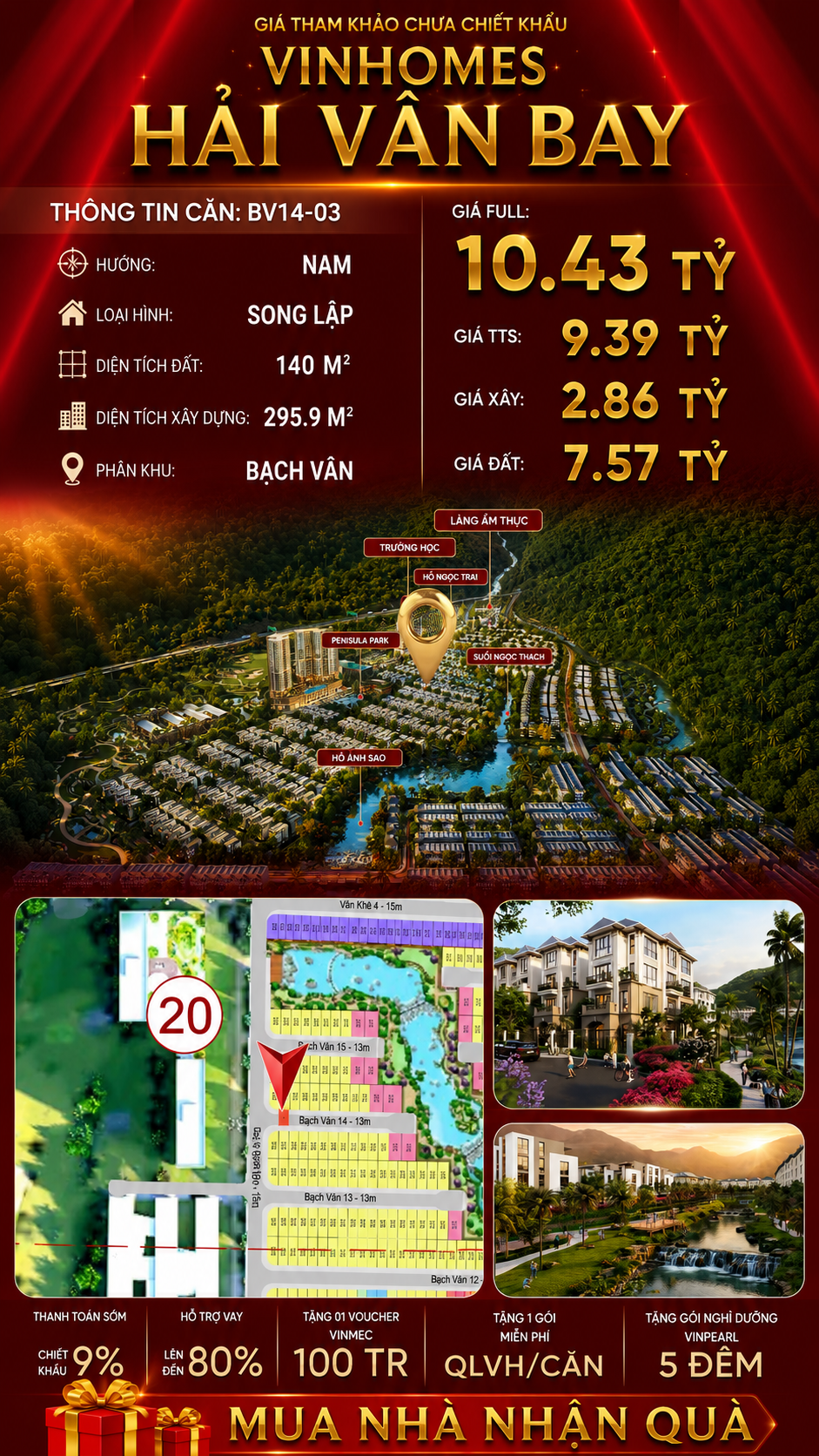 Biệt Thự Song Lập BV14-03 Vinhomes Hải Vân Bay Giá 10,43 Tỷ