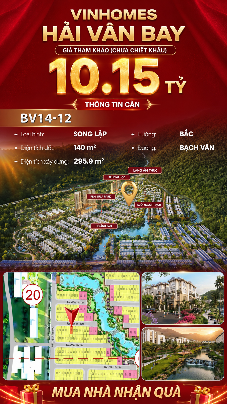 Biệt Thự Song Lập BV14-12 Vinhomes Hải Vân Bay Giá Chỉ 10,15 Tỷ