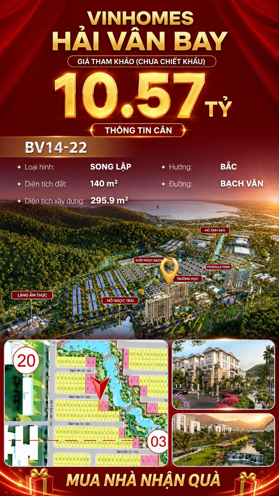 Biệt Thự Song Lập BV14-22 Vinhomes Hải Vân Bay Giá 10,57 Tỷ