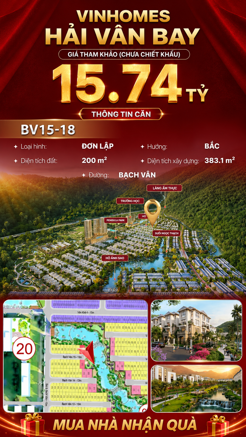 Biệt Thự Đơn Lập BV15-18 Vinhomes Hải Vân Bay Giá 15,74 Tỷ