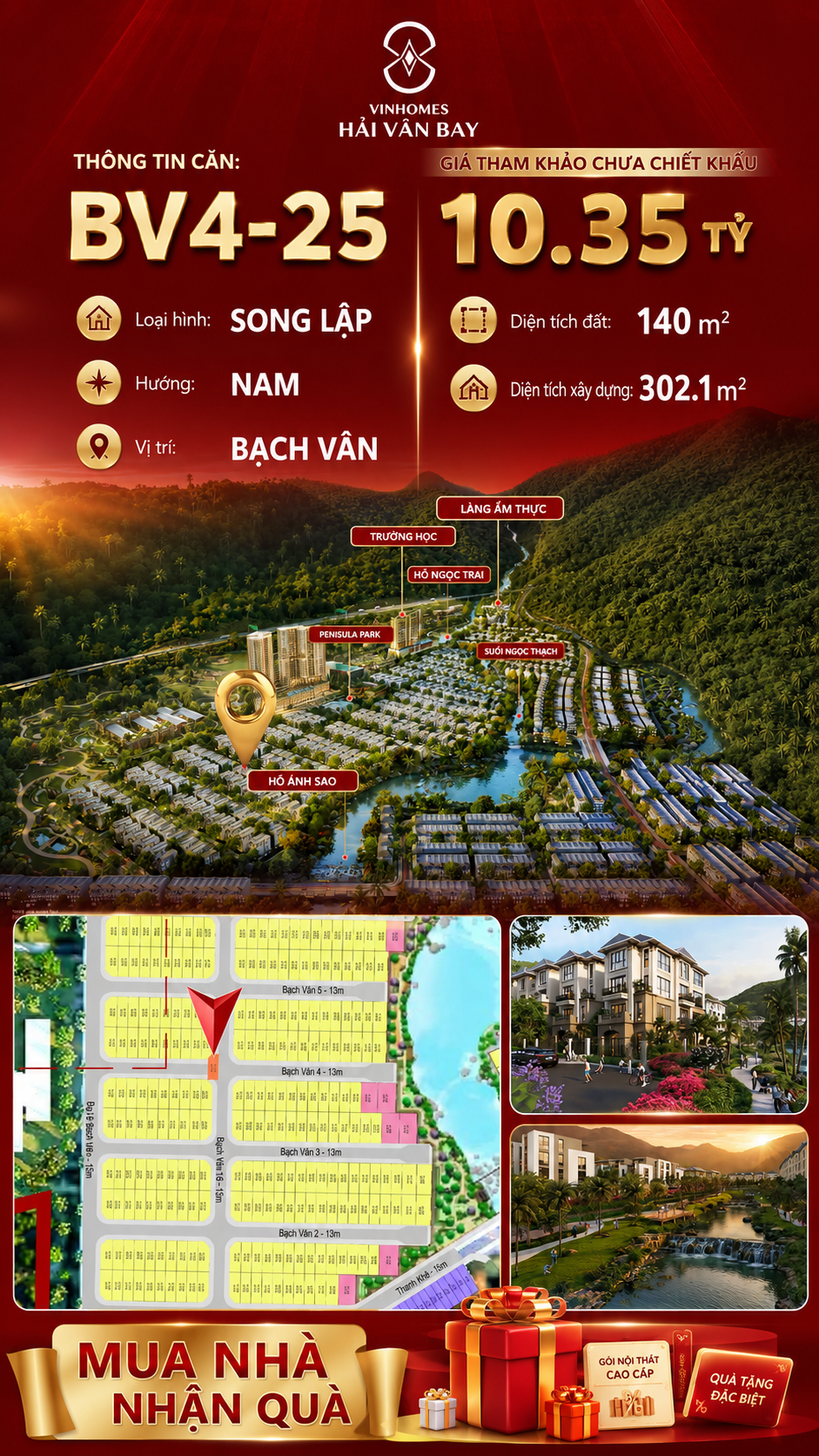 Bán Biệt Thự Song Lập BV4-25 Vinhomes Hải Vân Bay Giá 10,35 Tỷ