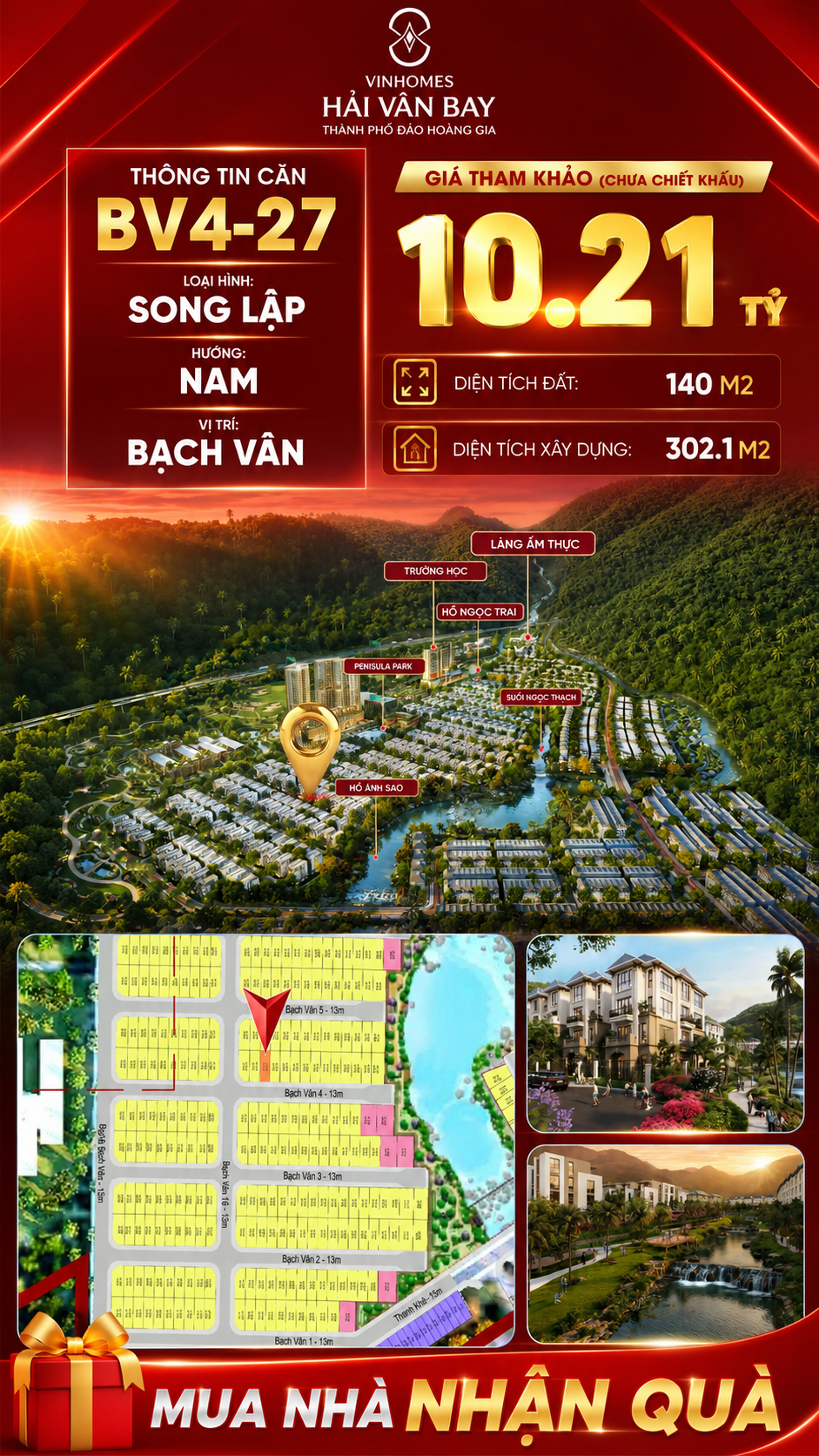 Bán Biệt Thự Song Lập BV4-27 Vinhomes Hải Vân Bay Giá 10,21 Tỷ