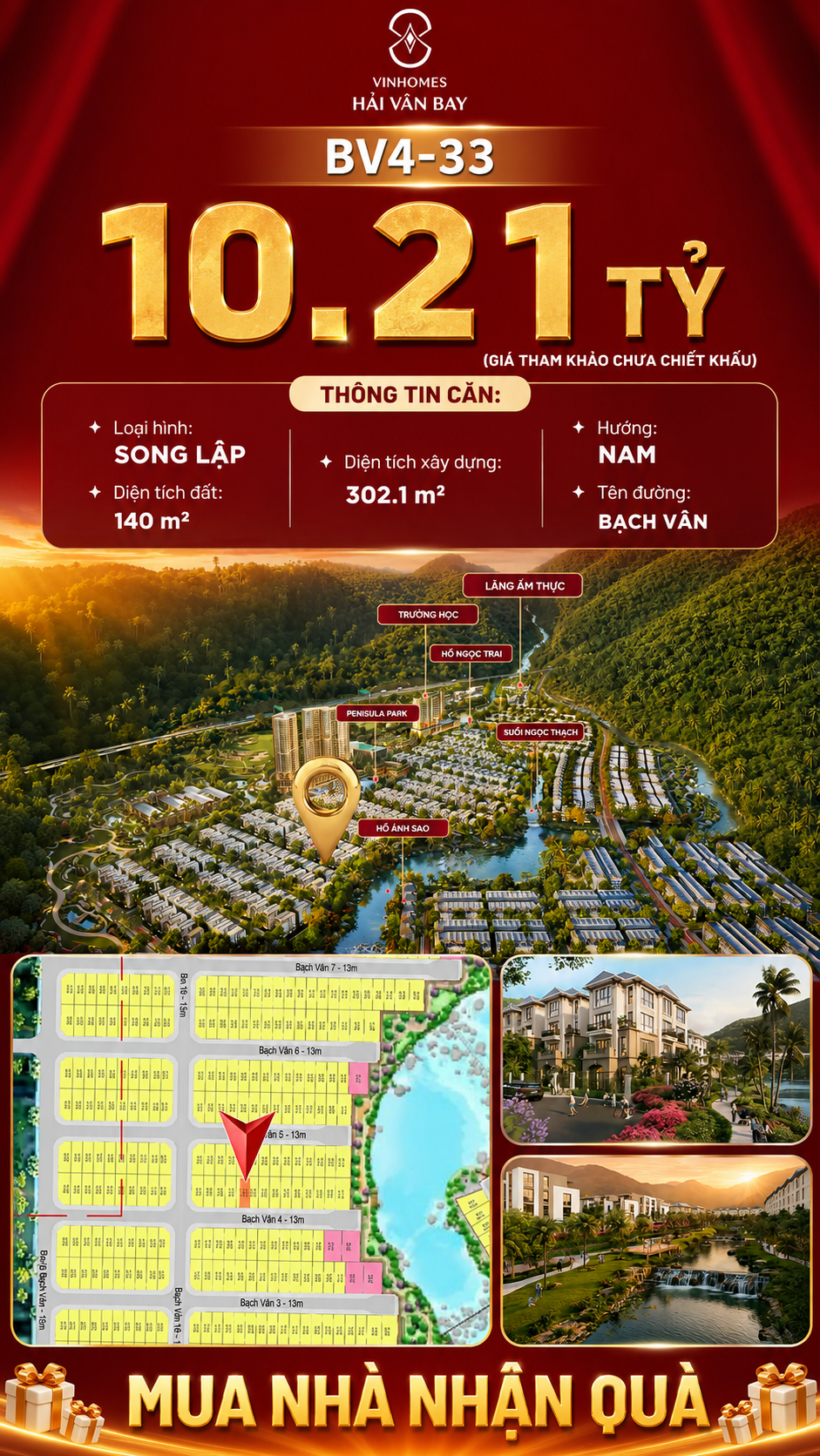Bán Biệt Thự Song Lập BV4-33 Vinhomes Hải Vân Bay Giá 10,21 Tỷ