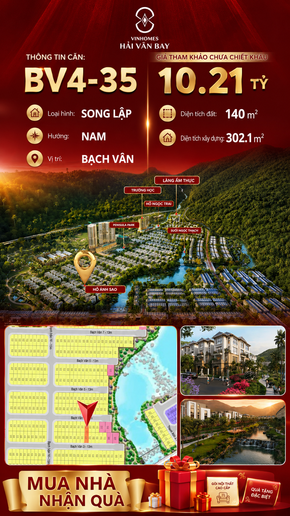 Bán Biệt Thự Song Lập BV4-35 Vinhomes Hải Vân Bay Giá 10,21 Tỷ