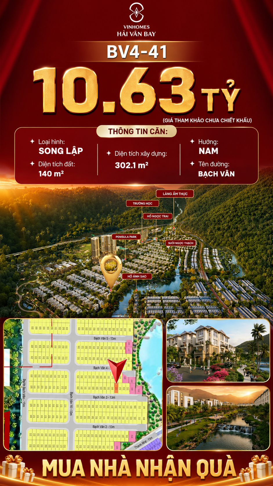 Bán Biệt Thự Song Lập BV4-41 Vinhomes Hải Vân Bay Giá 10,63 Tỷ