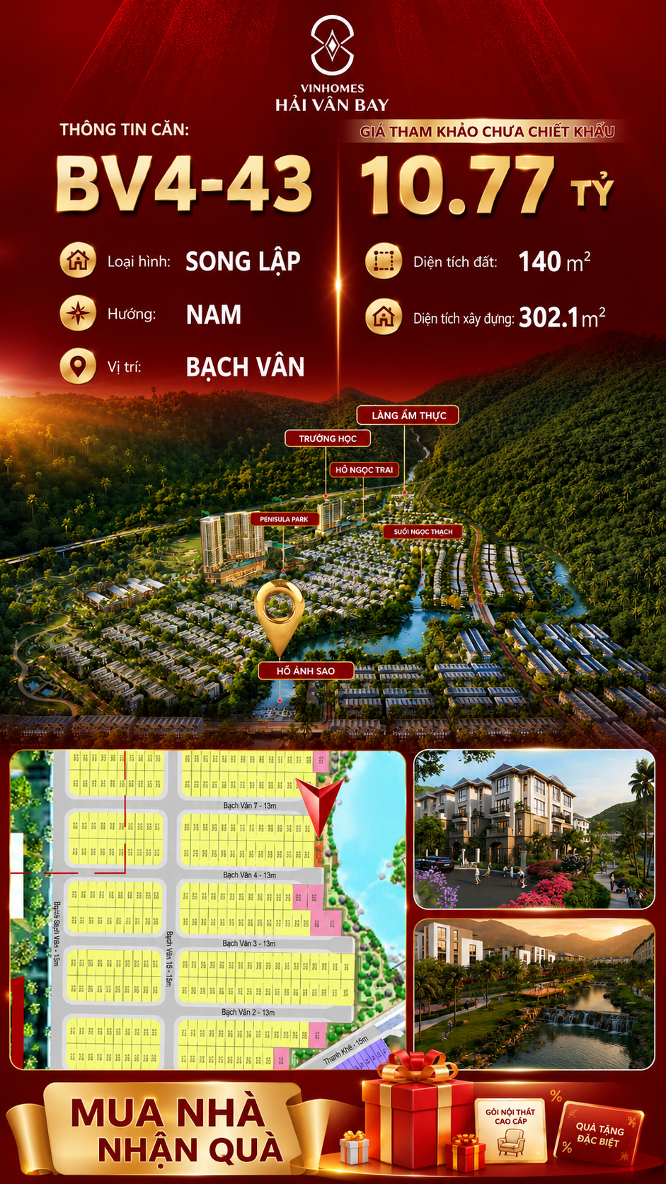 Bán Biệt Thự Song Lập BV4-43 Vinhomes Hải Vân Bay Giá 10,77 Tỷ