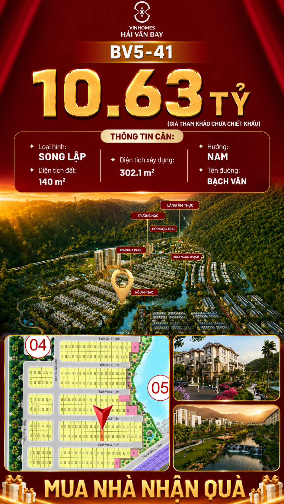 Bán Biệt Thự Song Lập BV5-41 Vinhomes Hải Vân Bay Giá 10,63 Tỷ