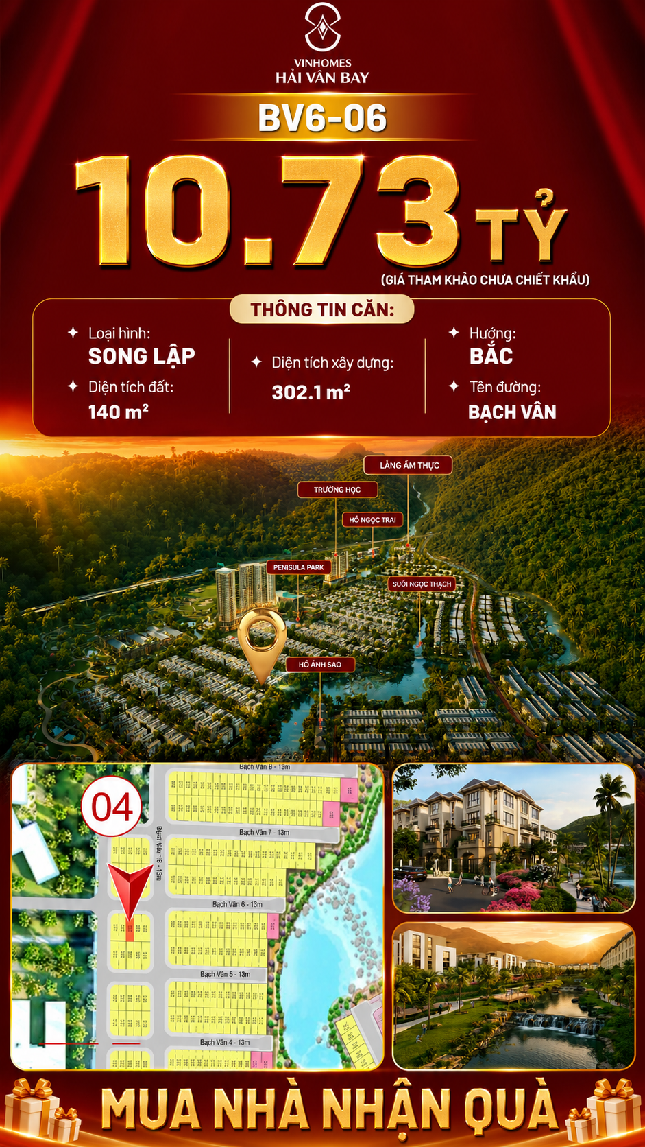 Bán Biệt Thự Song Lập BV6-06 Vinhomes Hải Vân Bay Giá 10,73 Tỷ