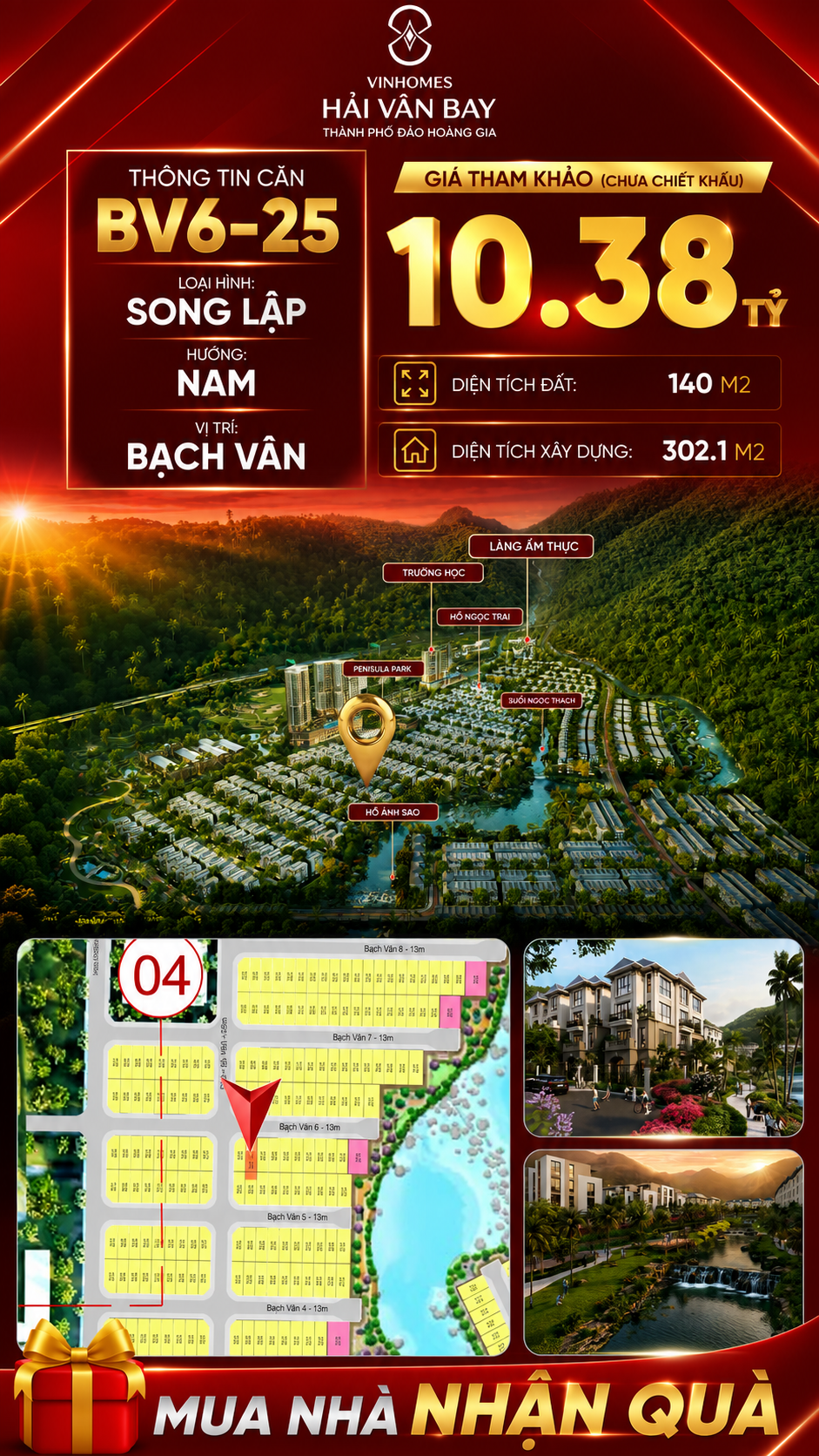 Bán Biệt Thự Song Lập BV6-25 Vinhomes Hải Vân Bay Giá 10,38 Tỷ
