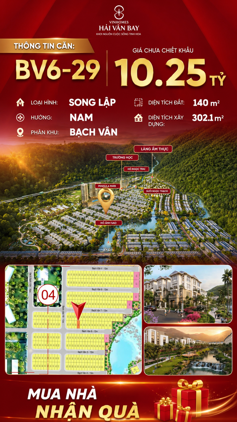 Bán Biệt Thự Song Lập BV6-29 Vinhomes Hải Vân Bay Giá 10,25 Tỷ