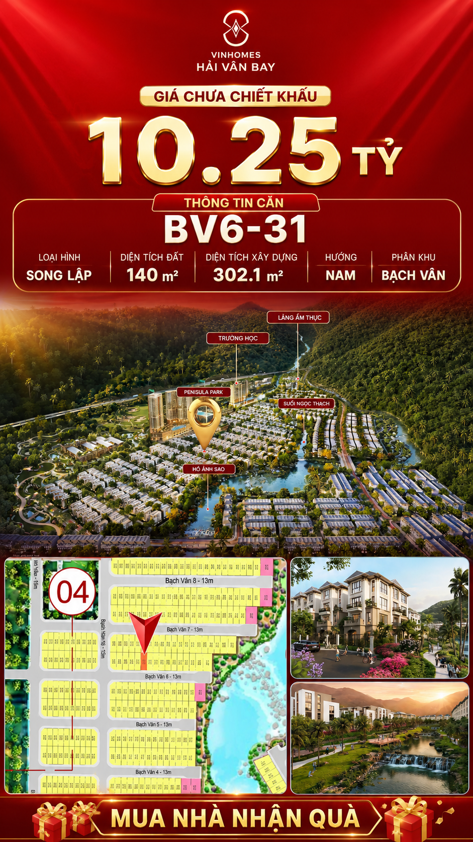 Bán Biệt Thự Song Lập BV6-31 Vinhomes Hải Vân Bay Giá 10,25 Tỷ