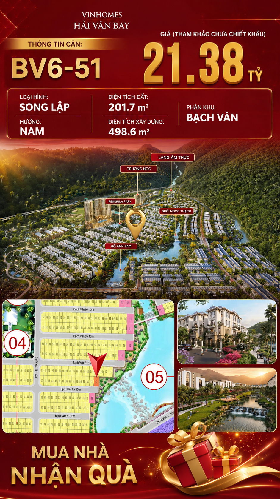 Bán Biệt Thự Song Lập BV6-51 Vinhomes Hải Vân Bay Giá 21,38 Tỷ