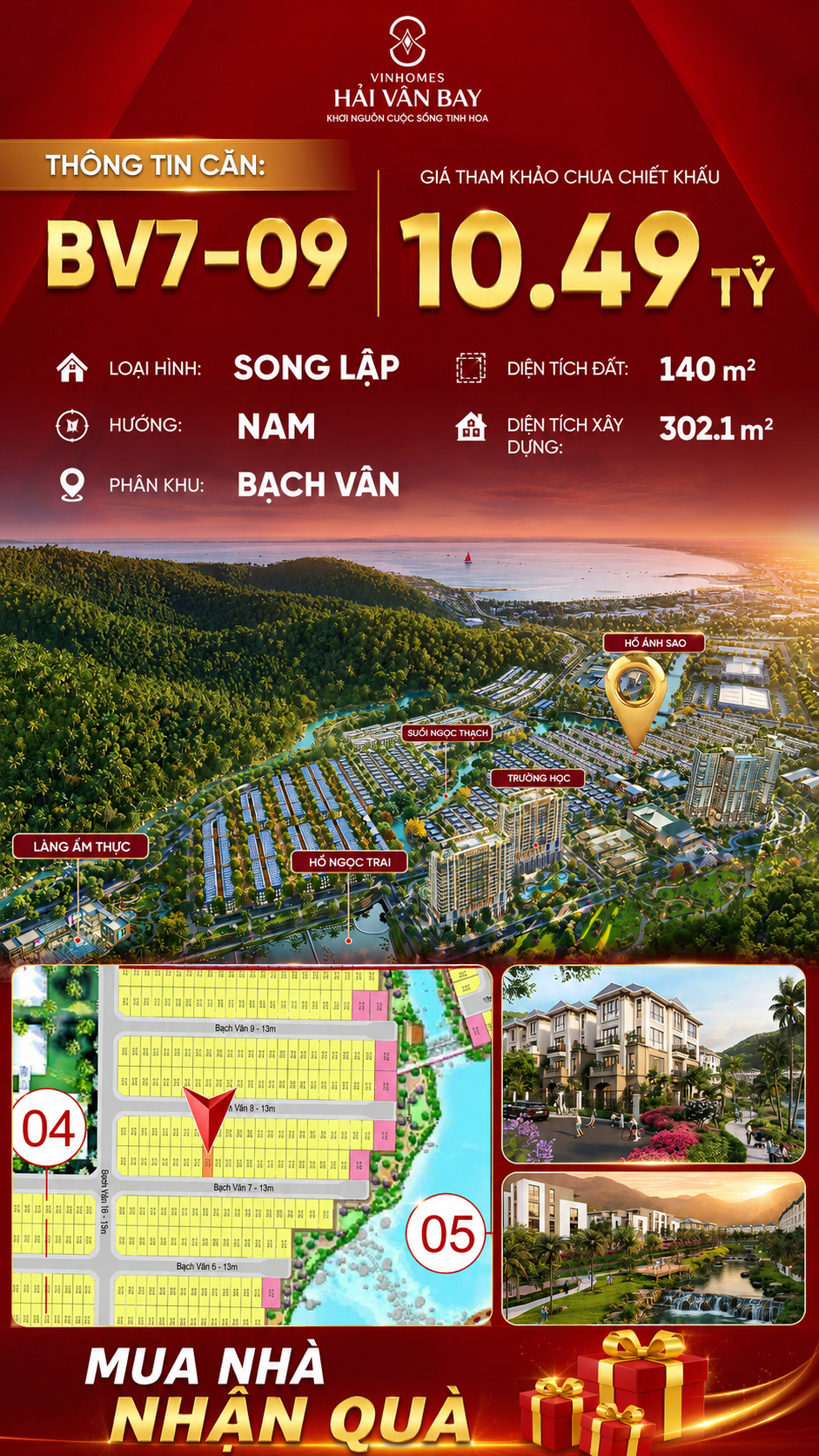 Bán Biệt Thự Song Lập BV7-09 Vinhomes Hải Vân Bay Giá 10,49 Tỷ