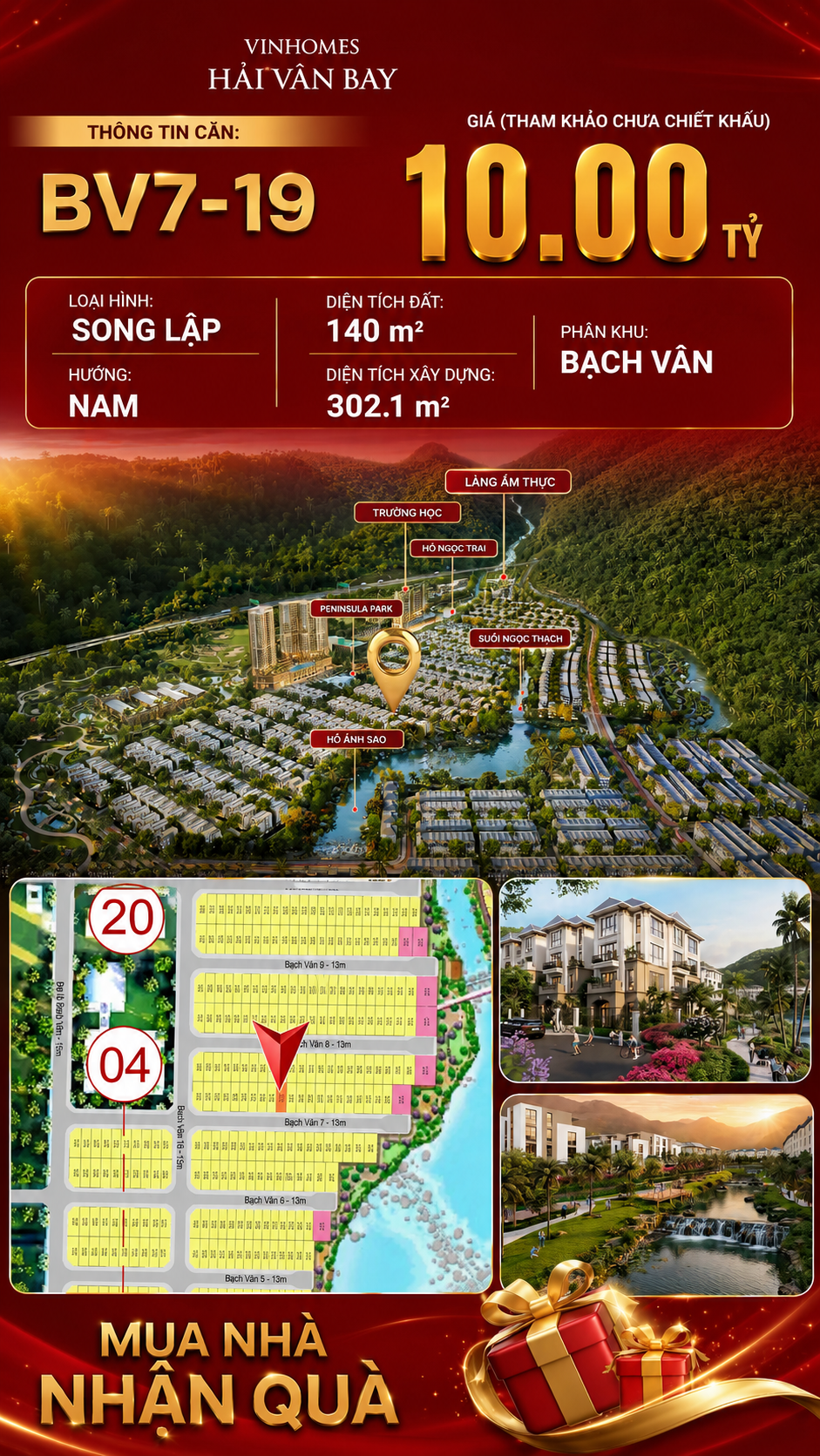 Bán Biệt Thự Song Lập BV7-19 Vinhomes Hải Vân Bay Giá 10 Tỷ